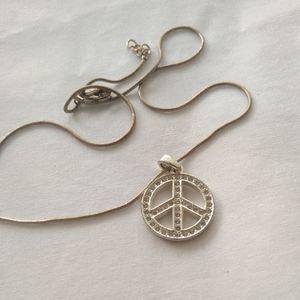 4/$20 Rhinestone peace sign necklace